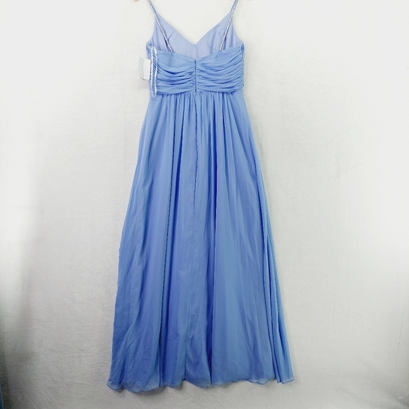 NEW Jenny Packham Drem Blue Jeweled Strap Shirred Wrap Maxi Dress P2798 - Picture 5 of 11